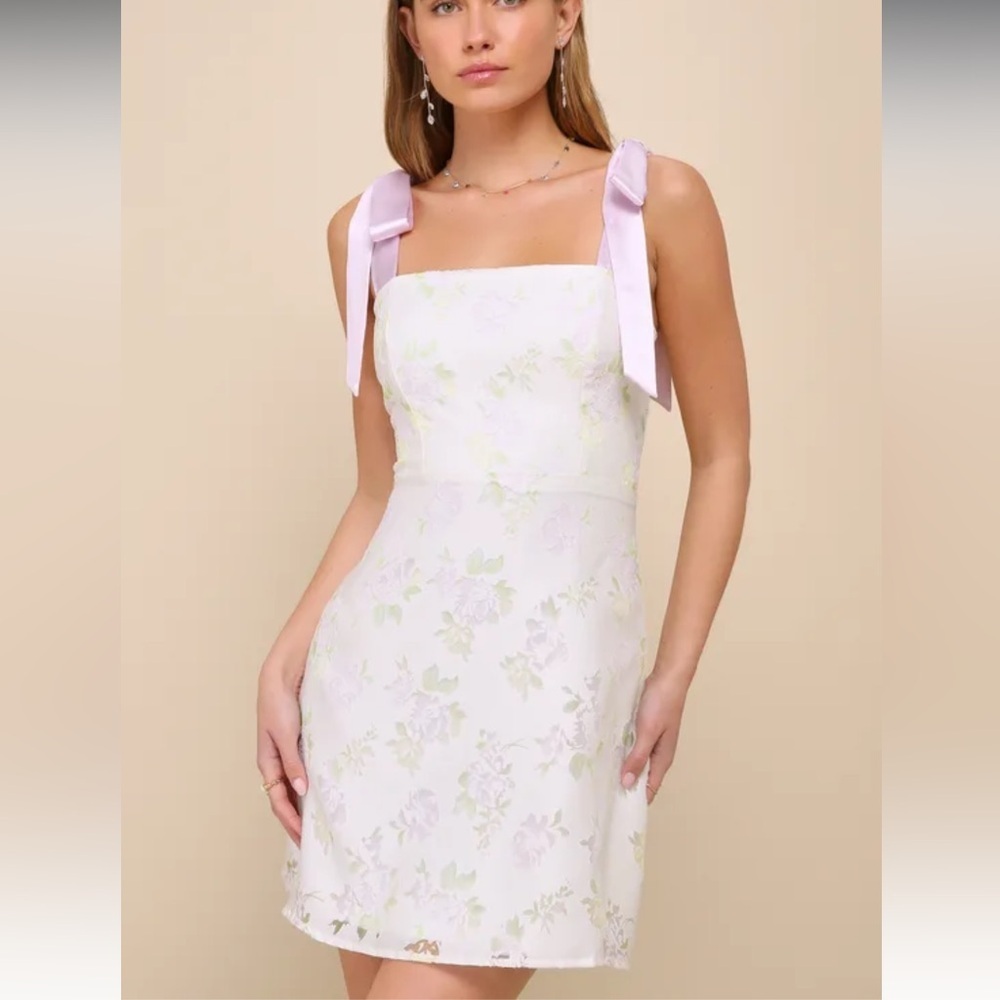 Lulu's Pastel Floral Midi Dress with Lavender Accents